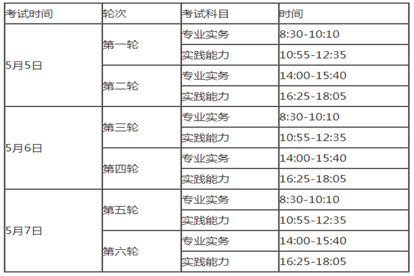 考试科目及时间